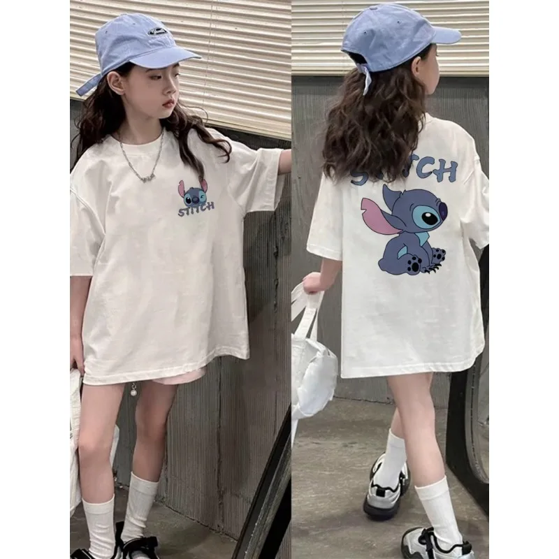 

Disney Stitch Printed Children's T-shirt Summer New Style for Boys and Girls Casual Fashion Pure Cotton Top