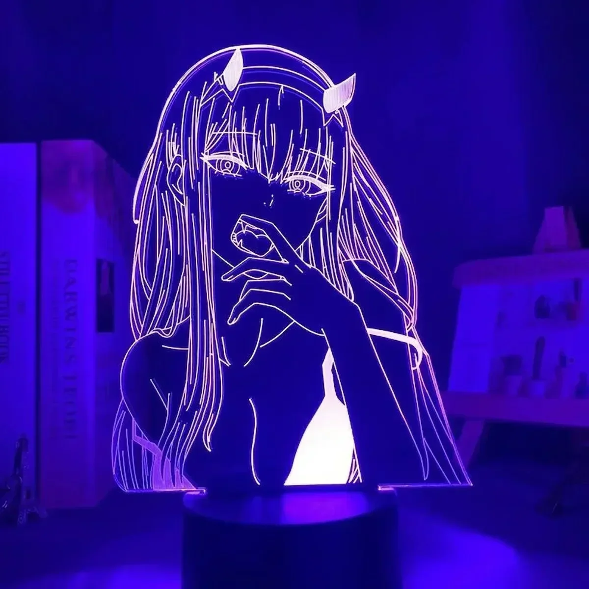 Zero Two Anime Night Light Action Figure 3D LED Color Changing Toys Darling in The Franxx Model Acrylic Desk Lamp Christmas Gift