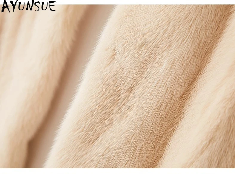 معطف فرو المنك الطبيعي من AYUNSUE ملابس حريمي معطف فرو حقيقي فاخر للنساء من المينك بالكامل جديد في معاطف الشتاء سترة شুবা Жénska