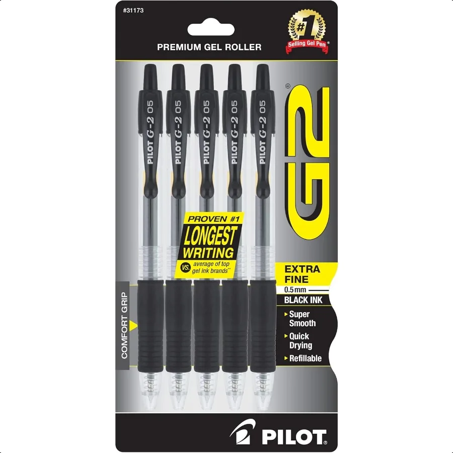 

Гелевые ручки G2 Premium Extra Fine Point 0,5 мм, упаковка из 5 шт., черные