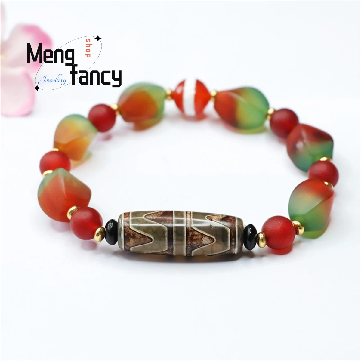 

Natural Colored Agate Chalcedony Dzi Bead Bracelets Simple Personalized Fashion Retro Men Women Couple Fine Jewelry Gift Mascot