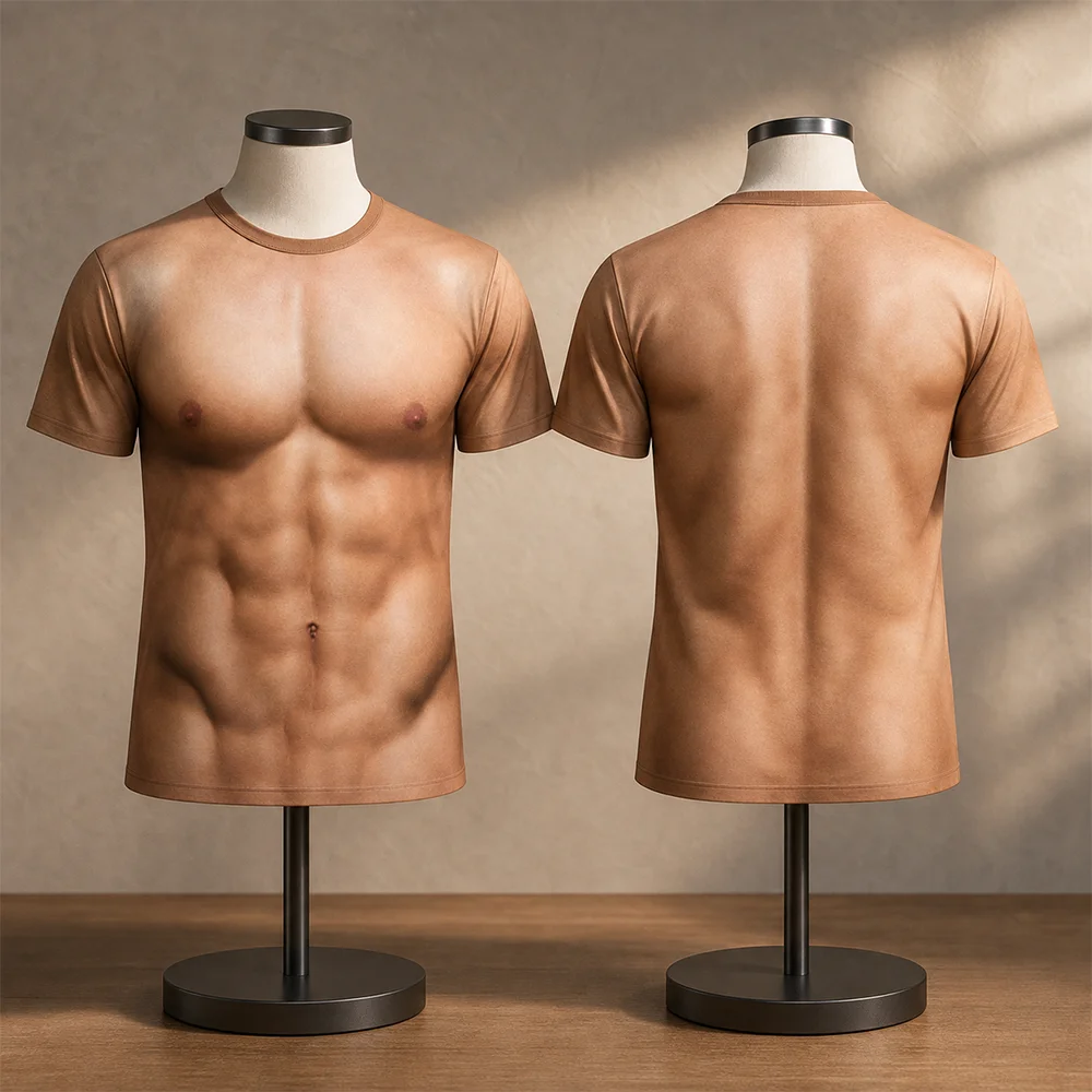 Unisex Lustiges Fake 3D-Druck Muskel-T-Shirt Herren Sommer Mode Lässiges Sport-T-Shirt Kleidung Streetwear Oberteile für Kinder – Detail 7