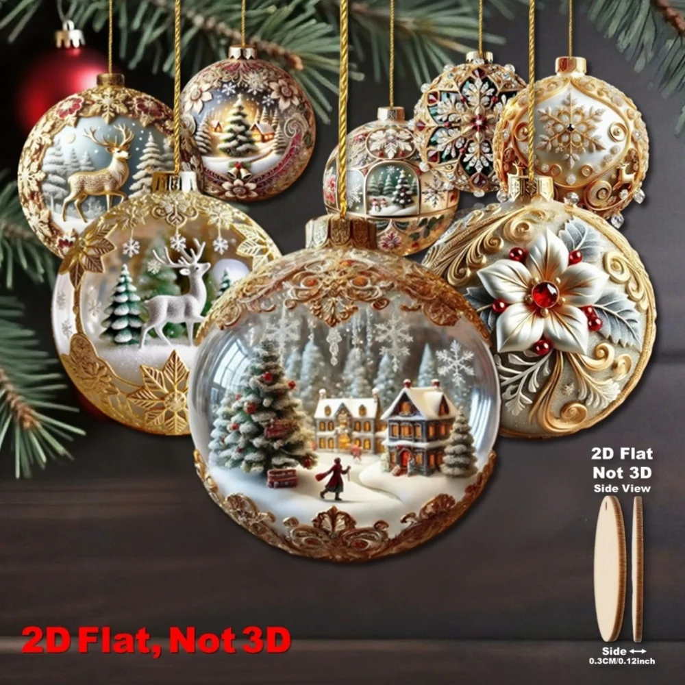 

Fairy Tale Planet Christmas Tree Decoration Wooden Flat Multifunction 2D Flat Wood Pendant Durable Material Decorative