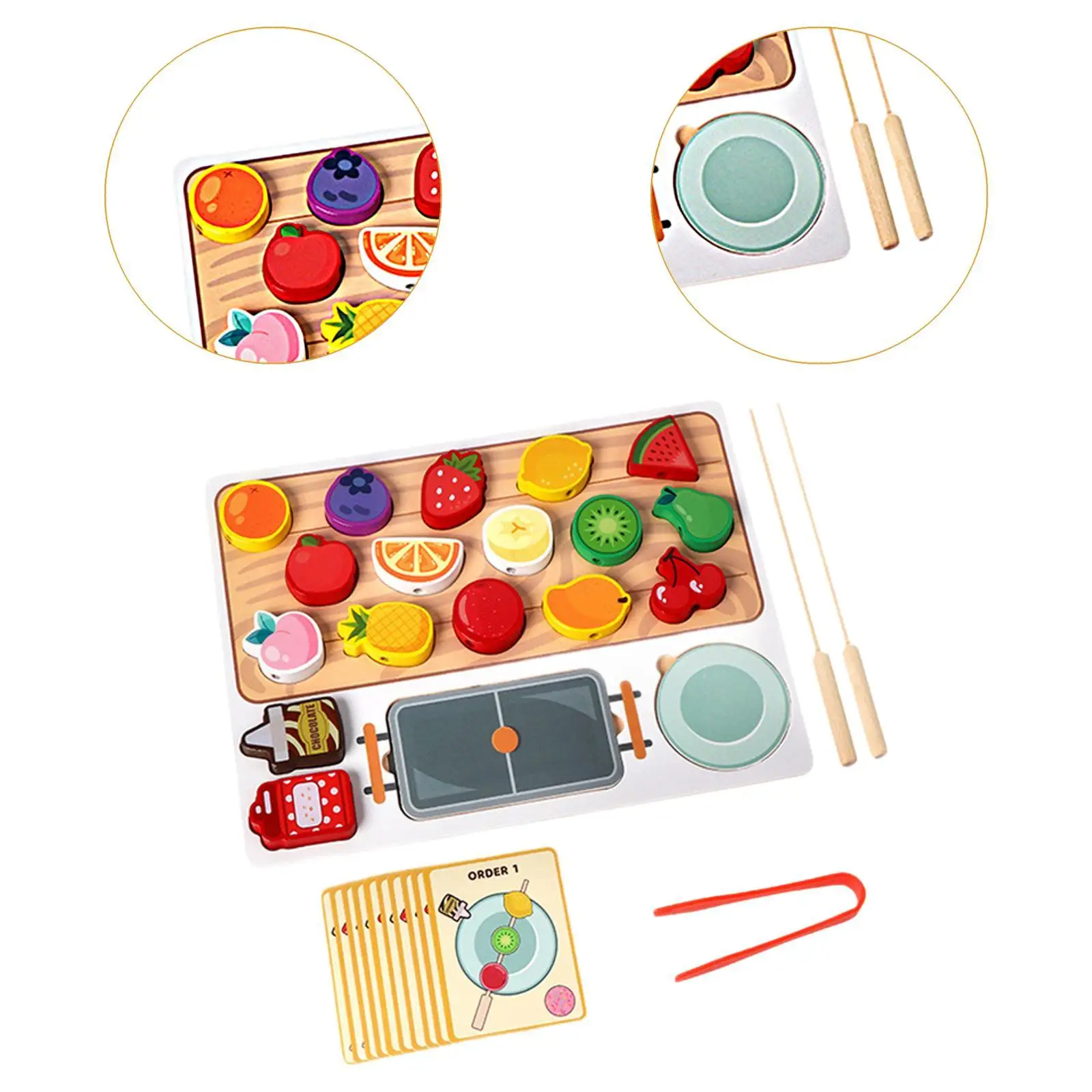 Set da gioco per alimenti in legno, strumenti di cottura per bambini che imparano e lo sviluppo