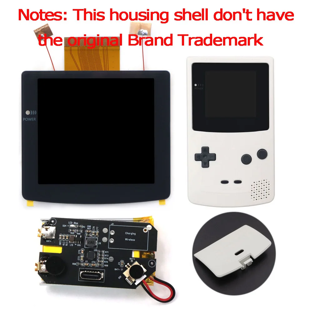 HISPEEDIDO 2,8" Laminierter IPS-LCD-Bildschirm mit Hintergrundbeleuchtung und USB-C-Aufladung, Desaturation für Gameboy Color GBC, ohne Löten