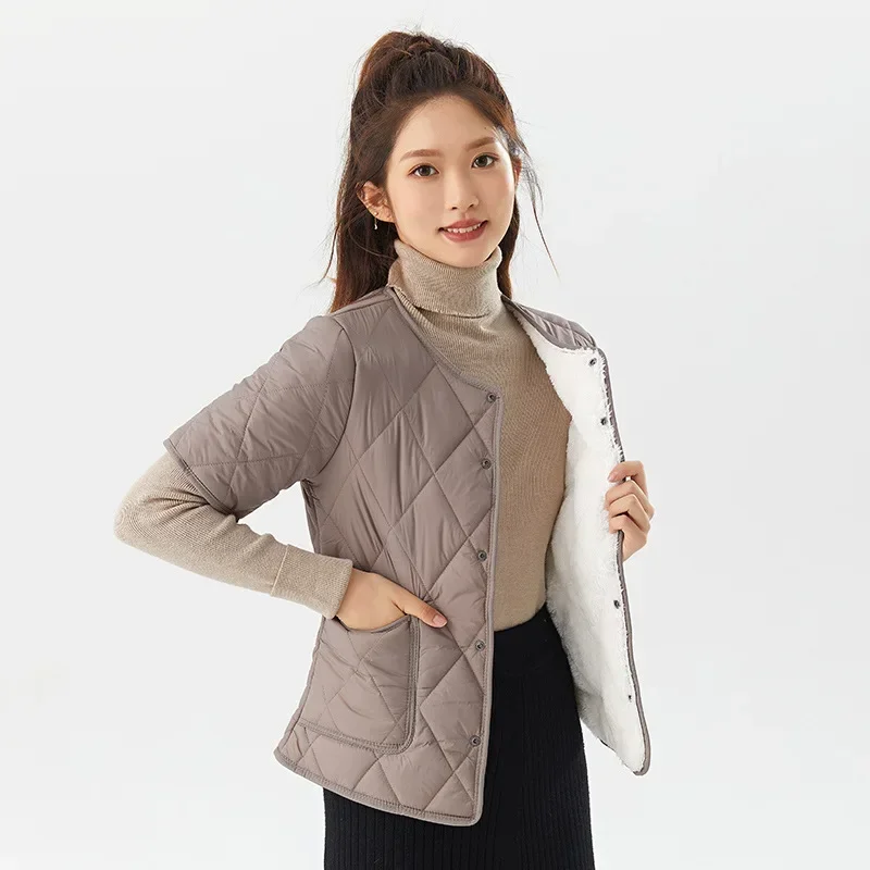 New Winter Women\'s Jacket Plush Vest Short Sleeved Cardigan Thickened Warm Cotton Jacket Short Tops Waistcoat Korean Fashion