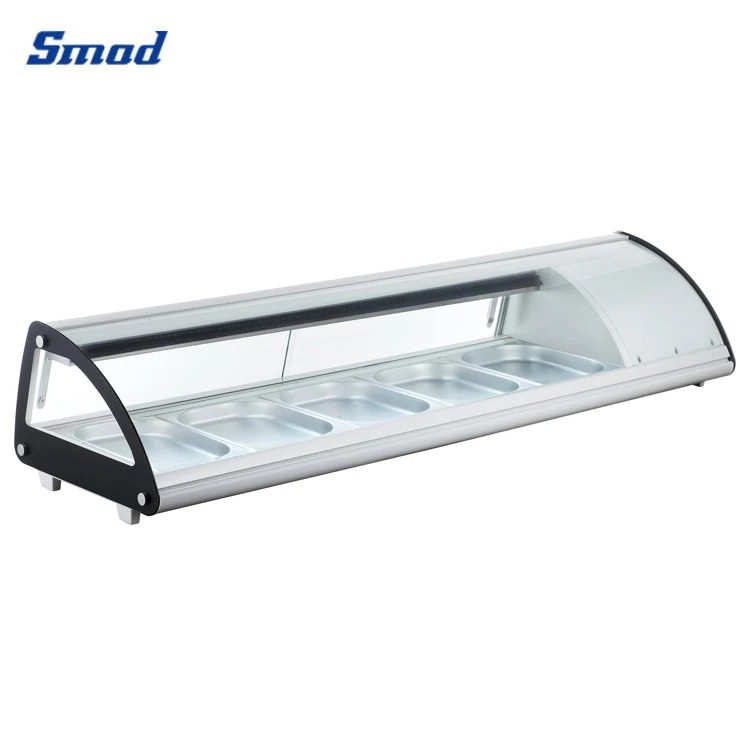 Smad Comercial Curvo Vidro Chiller, Food Display Cabinet, Sushi Showcase, 42L a 132L