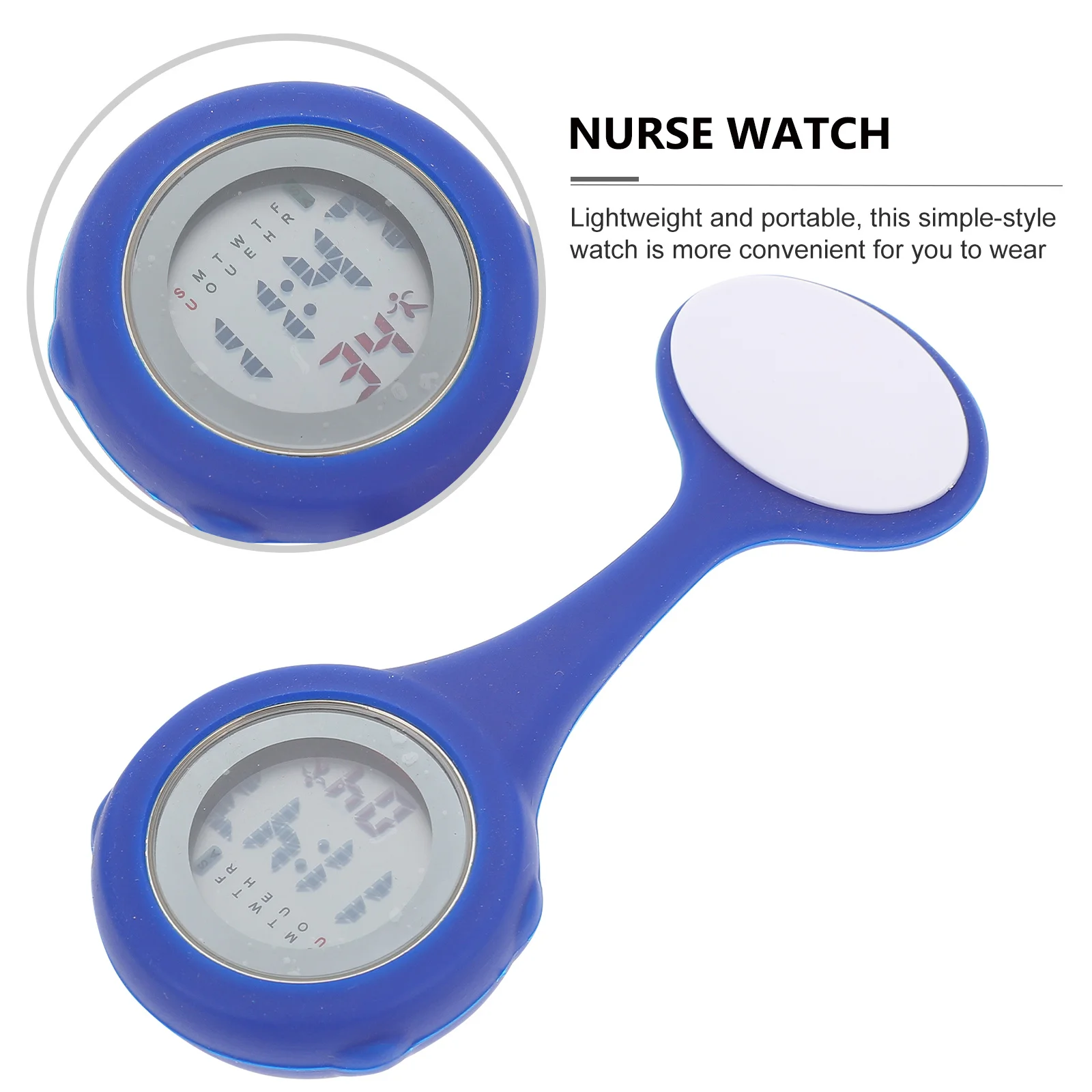 

Multi-Function Pin Design Silicone Nurse Hanging Pocket For Doctors Round Dial Detachable Lightweight Durable Medical Watch