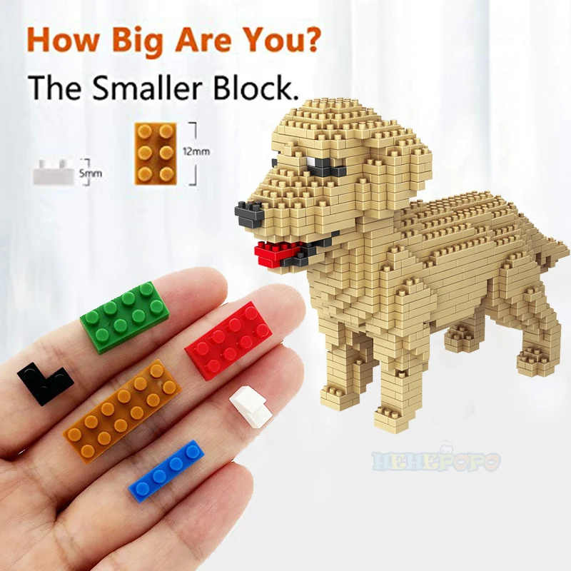 

Cartoon Animal World Golden Retriever Building Blocks Dog Pet Model DIY Mini Diamond Bricks Toys for Children Gifts No Box