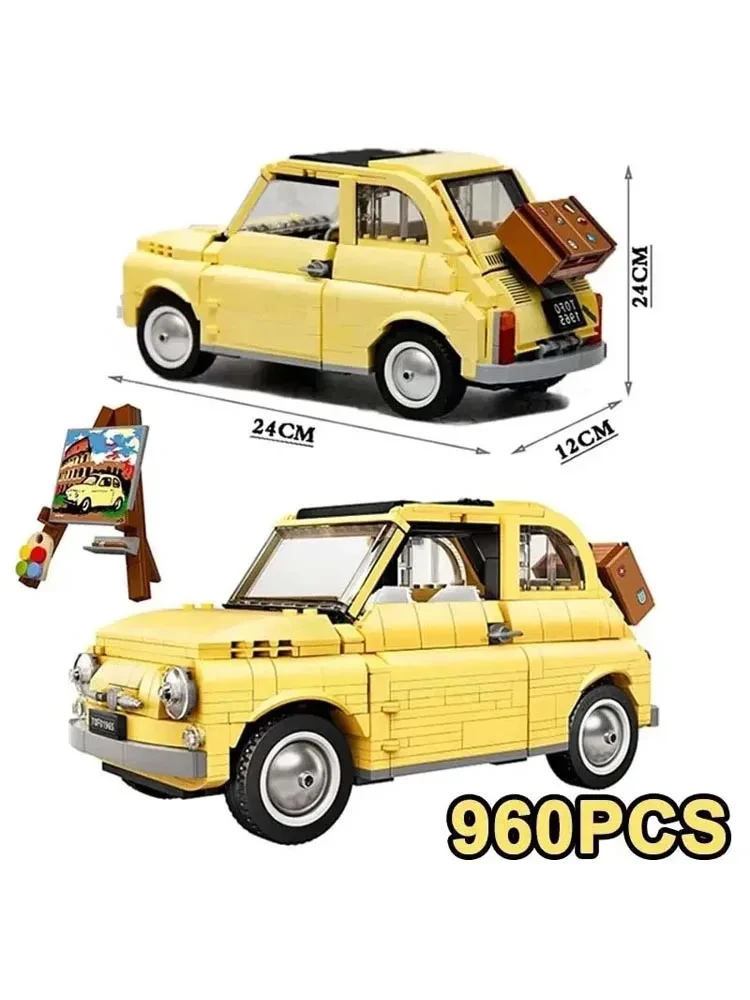 960 PCS Fiat 500 Car Building Blocks Bricks Boys Birthday Christmas Girls Toys Compatible With 10271