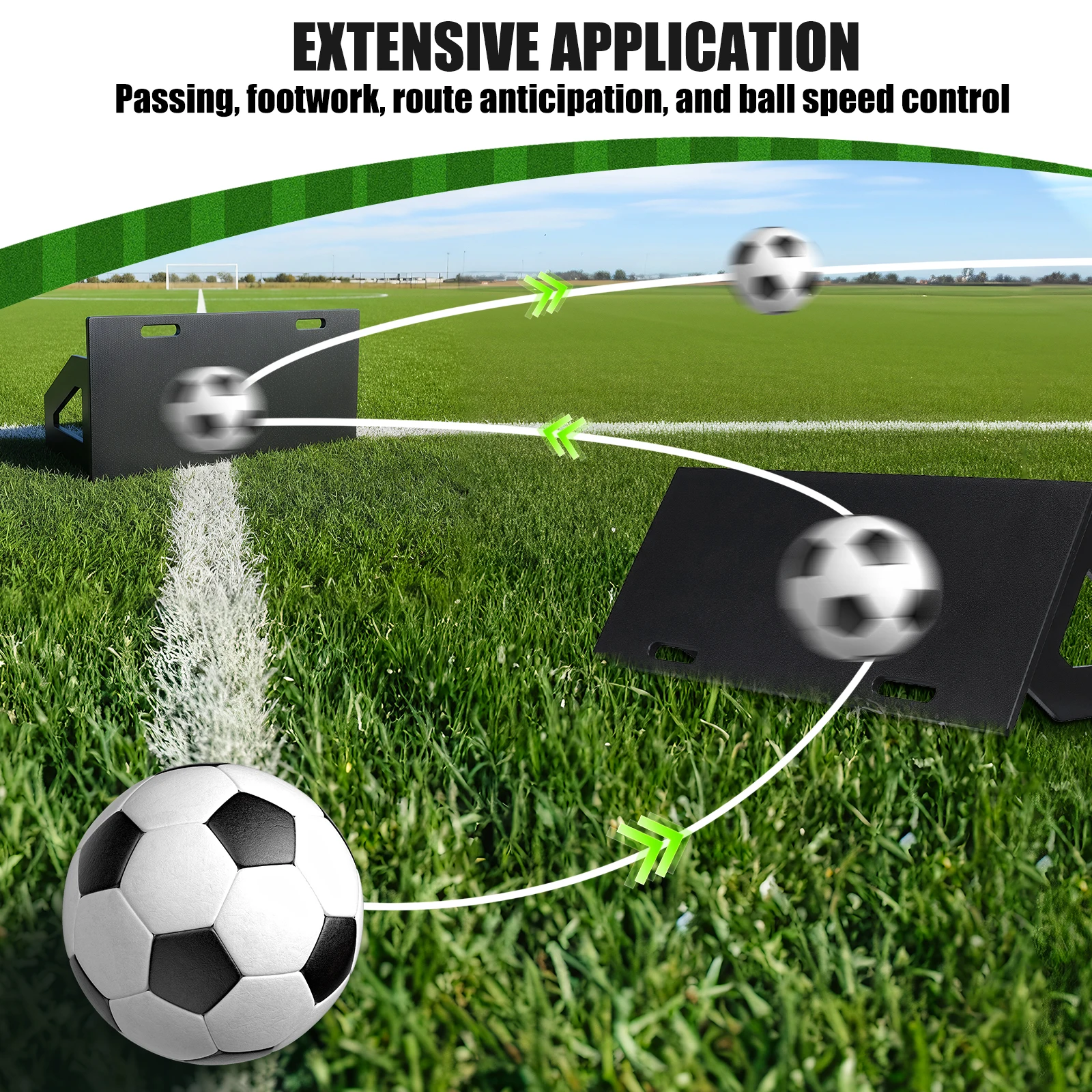 

Soccer Rebounder Board 100x40cm Portable Soccer Training Board Adjustable Angles for Passing & Shooting Practice