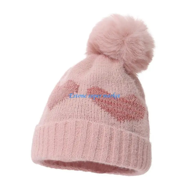 090B Festival Kids Bonnet Snowflake/Heart/Flower Decorated Bonnet Caps Soft Warm Hat