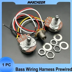 PB/JB Bass Wiring Harness Prewired Kit  for Precision Bass Guitar Big 250K Pots 1/2 Volume 1 Tone Jack