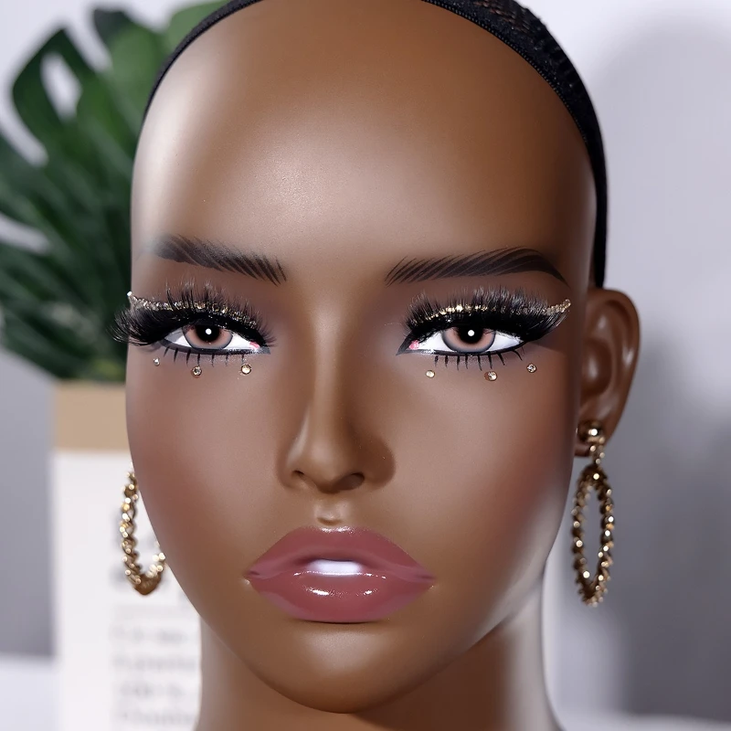 Wig African model head PVC makeup dummy head necklace earrings display double shoulder model head mold