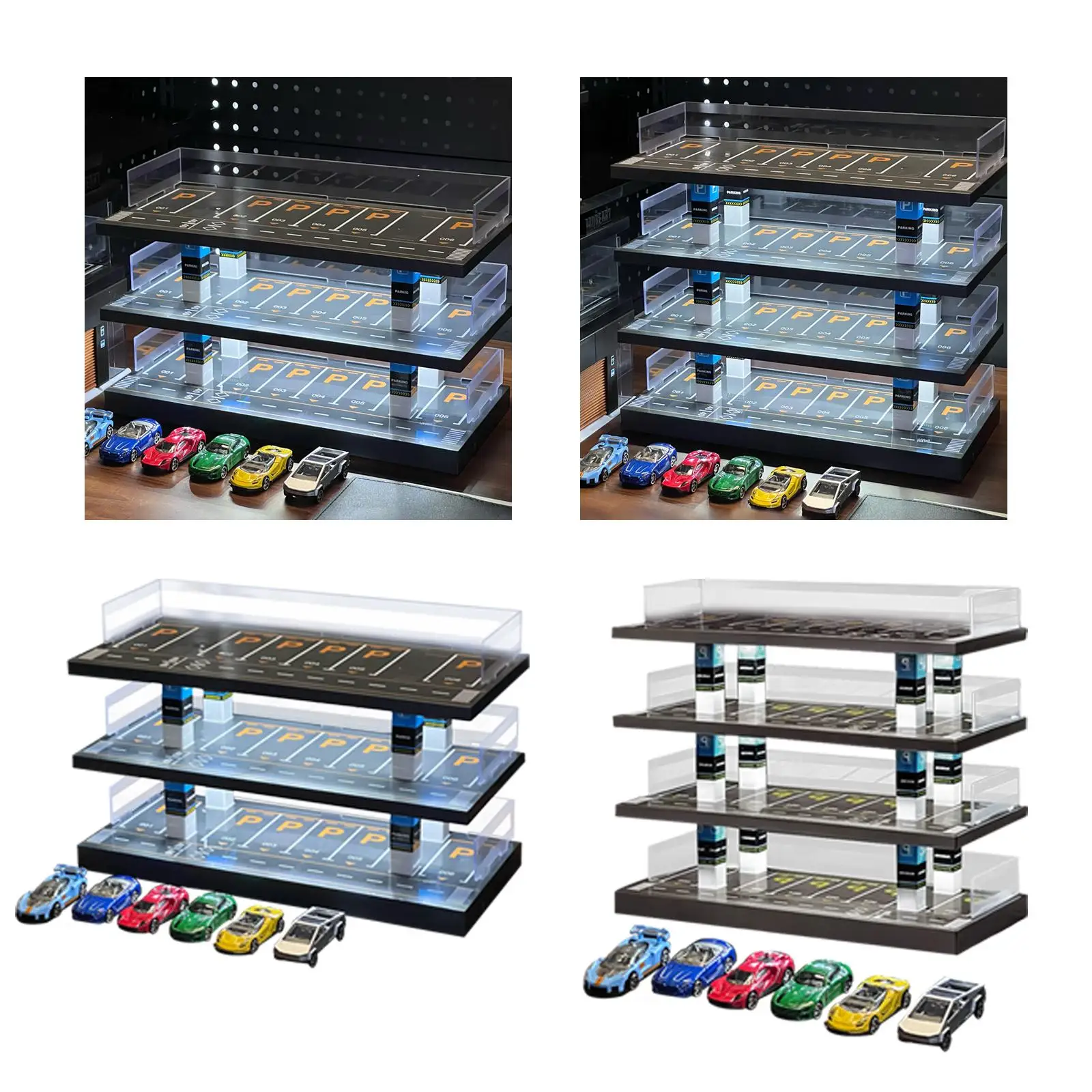 

1/64 Parking Lot Scene Display Case with Light Collection Diecast Car Garage