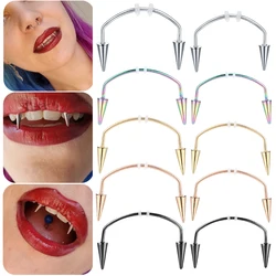 1PC Surgical Steel Dracula Nail  Piercing Jewelry Septum Piercing Decorations Vampire Fangs Zombie Teeth Lace Nail