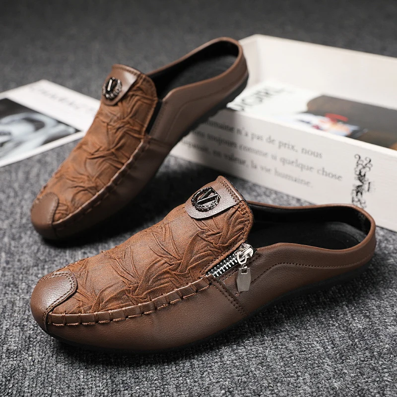 Zapatillas de piel de oveja a la moda para hombre, zapatos informales transpirables para hombre, mocasines para exteriores, zapatos planos, zapatillas cómodas para hombre
