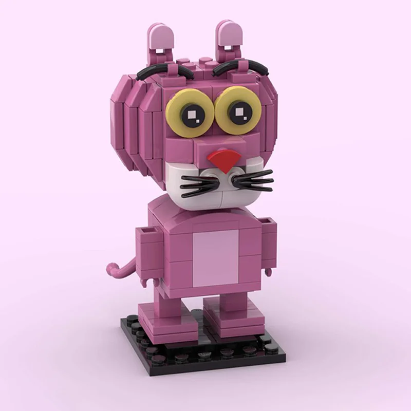 138pcs MOC Pink Pantheres Brickheadz Bouwstenen Bouw verzamelaar Ruimte verbeelding up Kerst speelgoed Gift Monteren