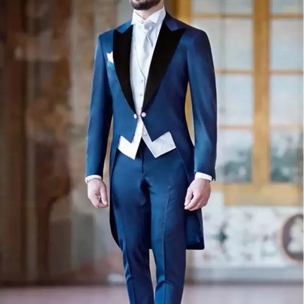 

New Arrival Handsome One Button Groomsmen Slim Fit Tuxedos Men Suits Wedding Prom Peak Lapel Best Blazer ( Jacket+Pants+Vest)