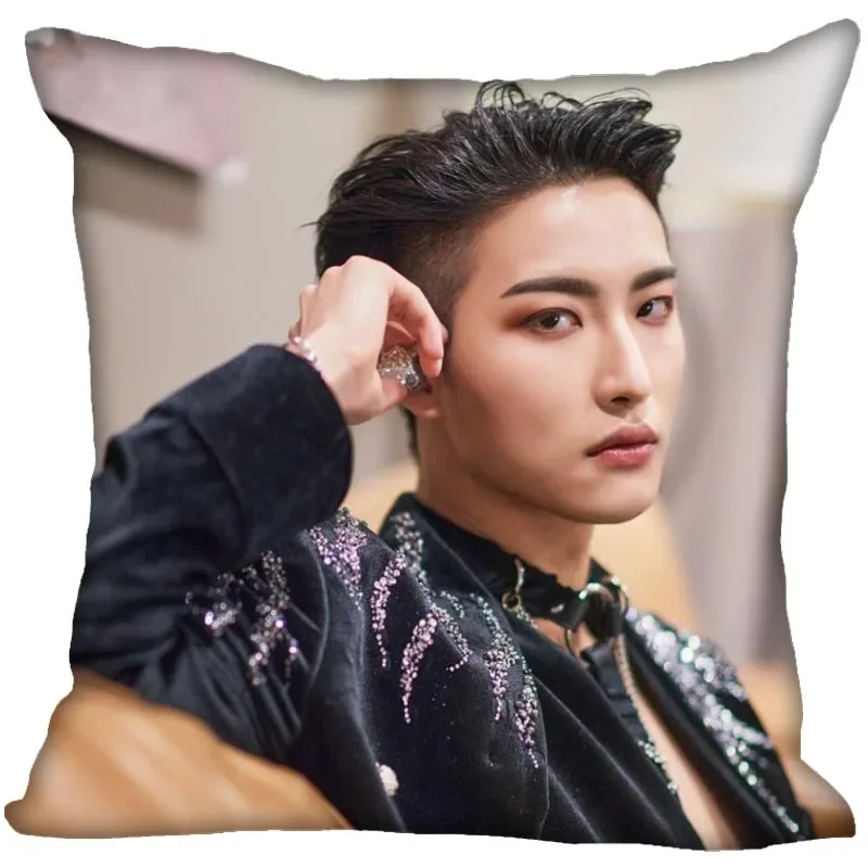 ATEEZ Pillowcase Bedroom Home Decorative Gift Pillow Cover Square Zipper Pillow Cases Satin Soft Fabric 0209