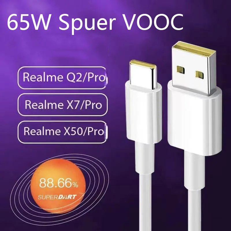 1/1, 5/2M Realme 6.5A USB tipo C Super Dardo Cable de carga rápida para GT 5 6 Neo 2 3 7 12 13 14 15 P4 Pro Plus línea de datos Supervooc