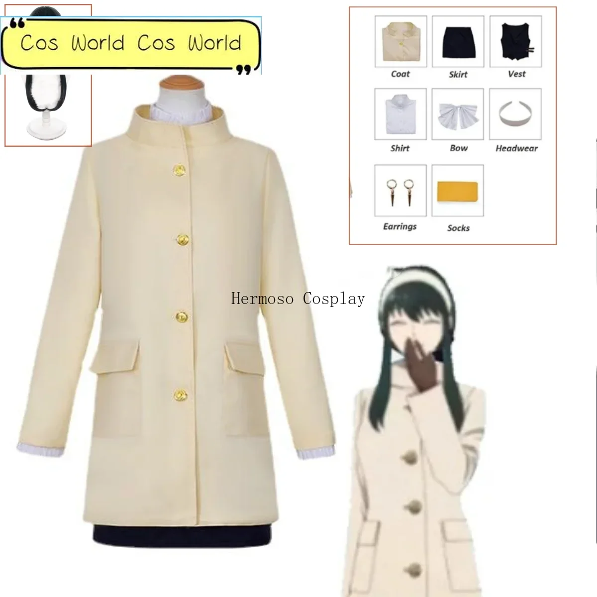 New Anime Movies SPY×FAMILY CODE: White Yor Forger Loid Twilight Cosplay Costume Wig Uniform Woman Girls Christmas Clothes