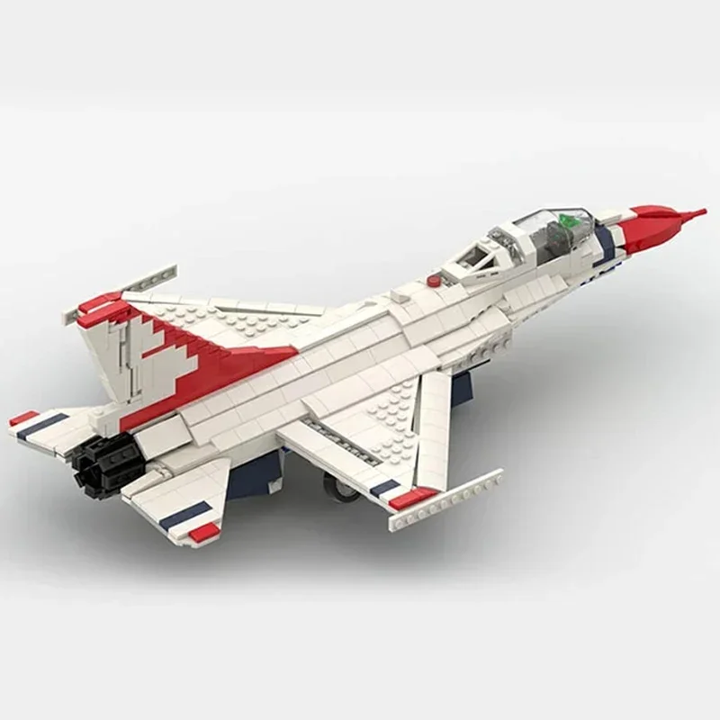 Moc Mattoni da costruzione Modello militare F-16 Thunder Birds Fighter Tecnologia Blocco modulare Regali Giocattoli per bambini Set fai da te Assemblaggio