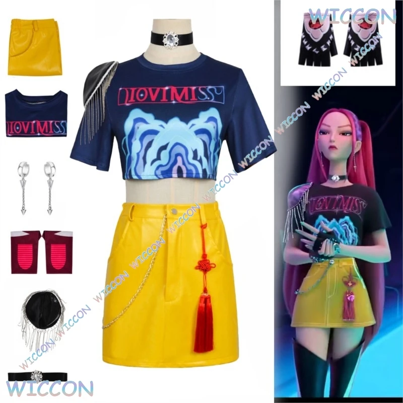 

Hot KPop Demon Hunters Cosplay Costume Women Mair Cosplay Fantasy Roleplay Outfits Wig Halloween Carnival Party Suit
