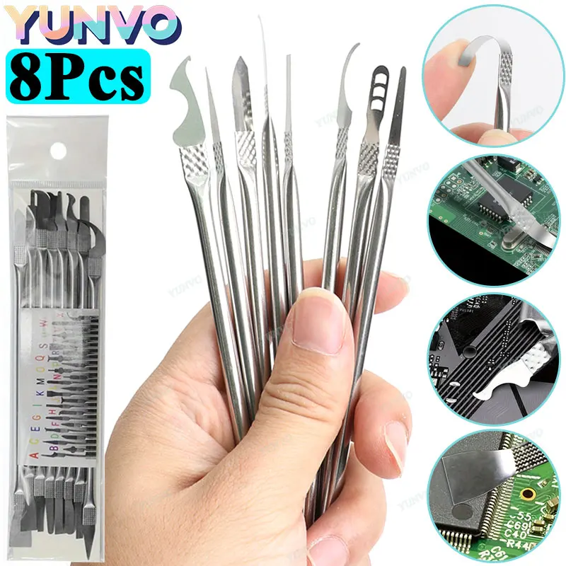 8 шт., инструмент для удаления клея с микросхем процессора, инструмент для ремонта микросхем, тонкие лезвия, пиратский ремонтный ручной инструмент для мобильного телефона, компьютера
