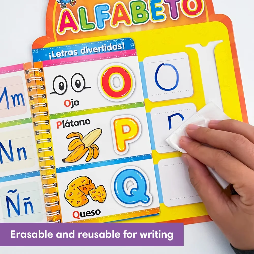Picture 3: Spanish Alphabet Practice Card Books A-Z - Reusable with Water Eraser, Handwritten and Early Literacy Resources for Kindergarten