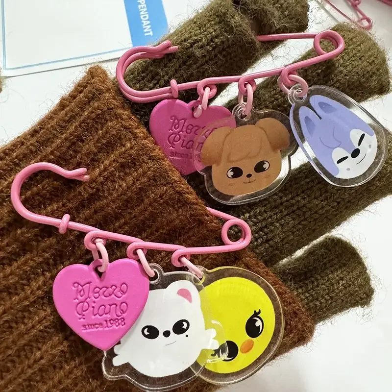 SKZOO 펠릭스 방찬 보이 밴드 KIDS 만화와 동일한 아크릴 더블 핀 키체인 액세서리 펜던트 액세서리