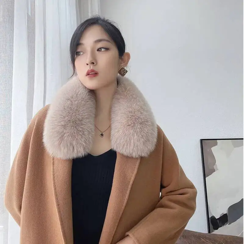 100% Real Fur Collar Keep Neck Warmer Genuine Fox Fur Scarf Winter Luxury Fluffy Shawl Luxury Scarves Female