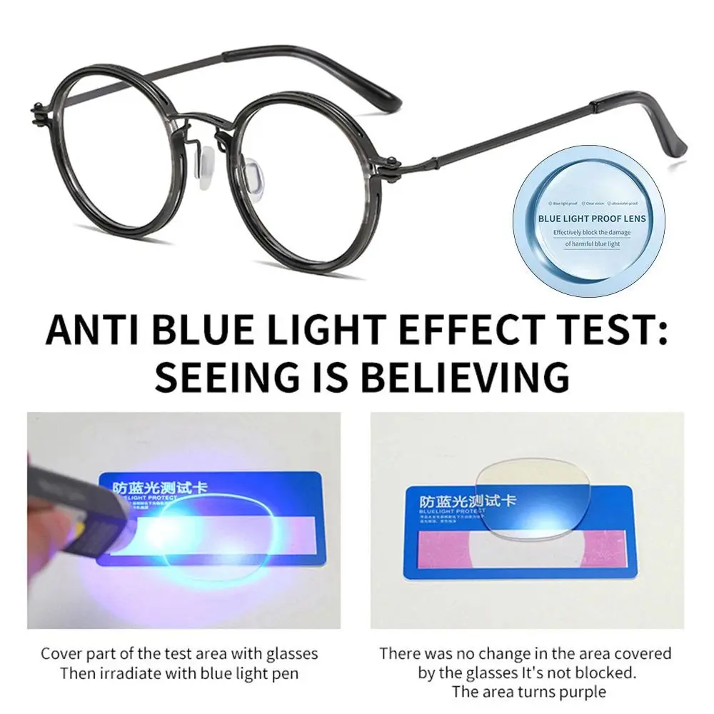 Retro Round Anti Blue Light Glasses for Men Women Tremdy Vintage Office Computer Goggles Durable Metal Frame Eyewear