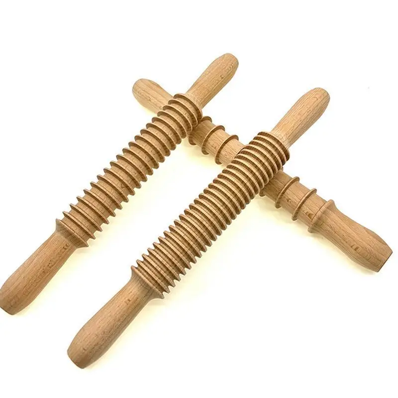 Dough Rolling Pin Multi-purpose Baking Dough Rolling Pin Threaded Dough Pasta Rolling Pin Home Pastry Baking Beechwood Rolling