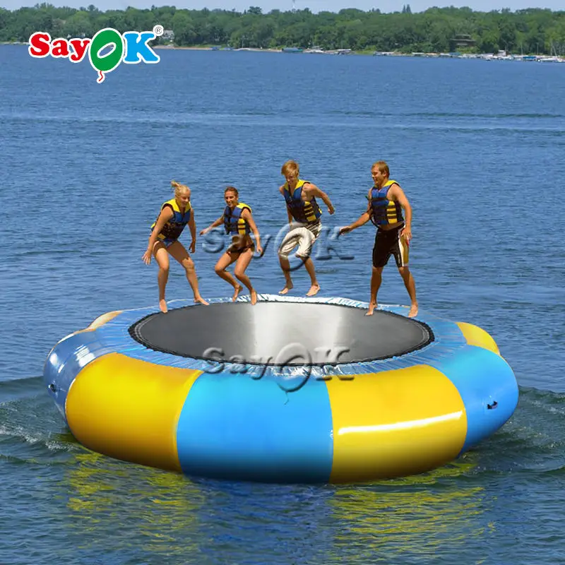 Sayok Pvc Gigantische Opblaasbare Water Uitsmijter Trampoline Draagbare Opblaasbare Water Uitsmijter Zwemplatform Voor Meren Zwembad Buitensport