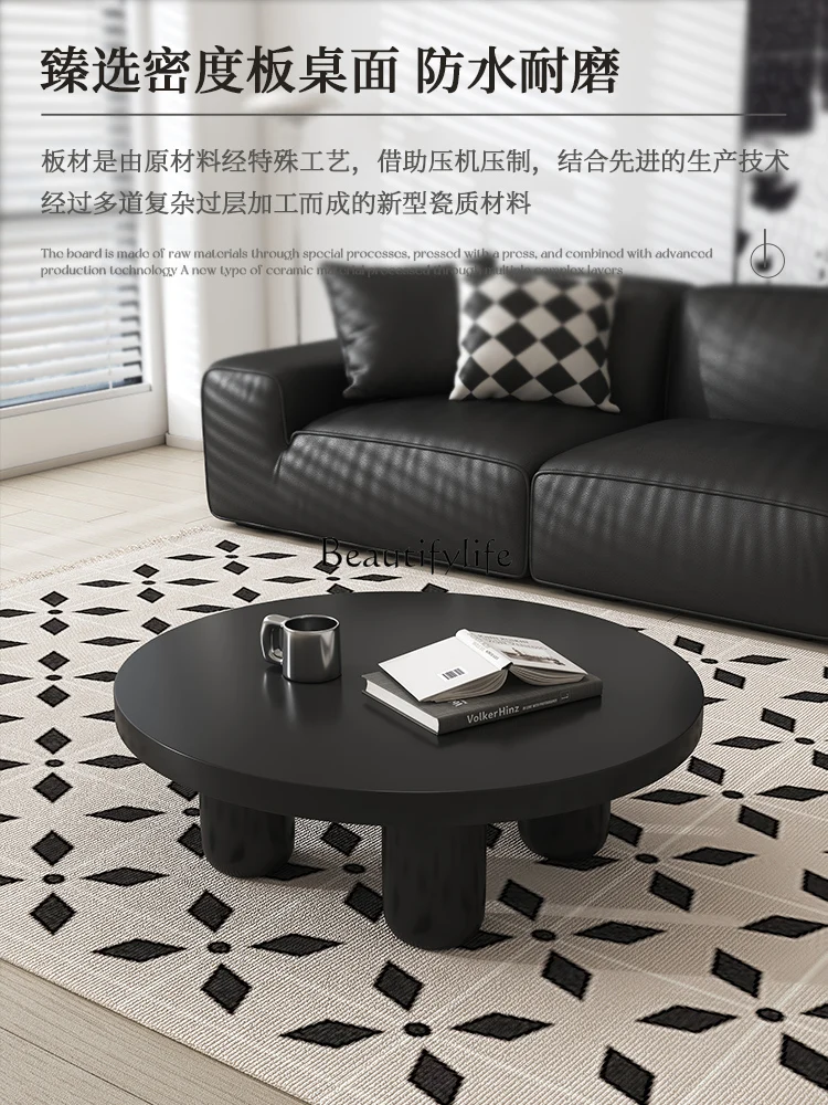 Italian Light Luxury Modern Minimalist Coffee Table Small Apartment Living Room Home Roman Column round Tea Table Combination