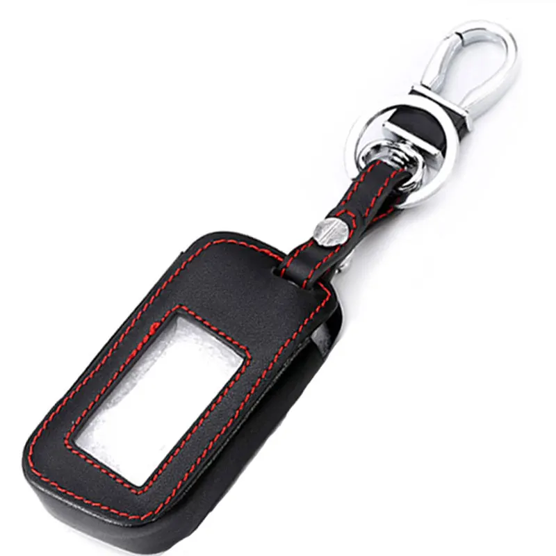 Leather Car Key Case Keychain Cover For Starline A93 A63 A39 A36 A66 A96 Two Way Car Alarm Transmitter Keychain LCD Accessories