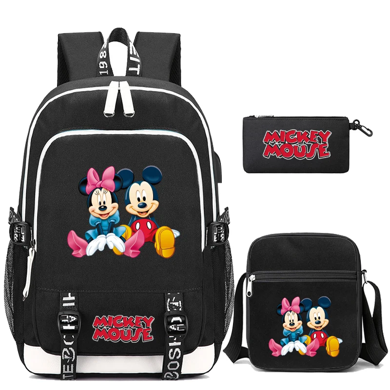 

3Pcs/set Disney Mickey Mouse Backpack Boy Girl Rucksacks Back To School Bookbag Teen Student Schoolbag Big Capacity Men Rucksack