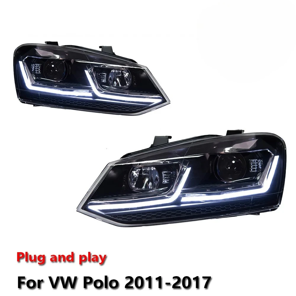 

Светодиодные аксессуары для модернизации фар для VW Polo, светодиодные фары-проекторы 2011-2017, дневные ходовые огни, стоп-сигналы, указатели поворота, подключение и работа (Plug and Play)