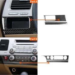 Car Interior Accessories For Honda Civic 8th Gen 2006-2011 Carbon Fiber Air Conditioning Button Stickers+Headlight Switch Panel