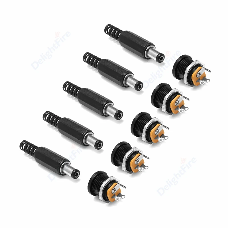 

1/100pairs 12V 3A 2.1 5.5mm Plug DC Connector DC Power Socket Male Female Jack Screw Nuts Panel Mount DC Power Adapter Connector