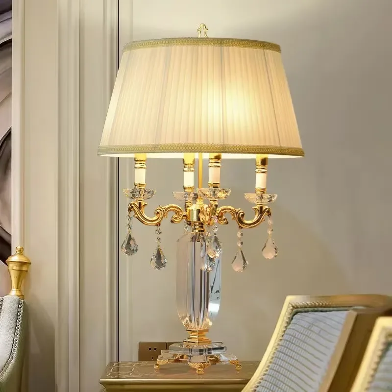 Modern LED Crystal Desk Lamp Luxury Candlestick Style Bedside Night Light for Bedroom Home Decor Table Lighting Fixture