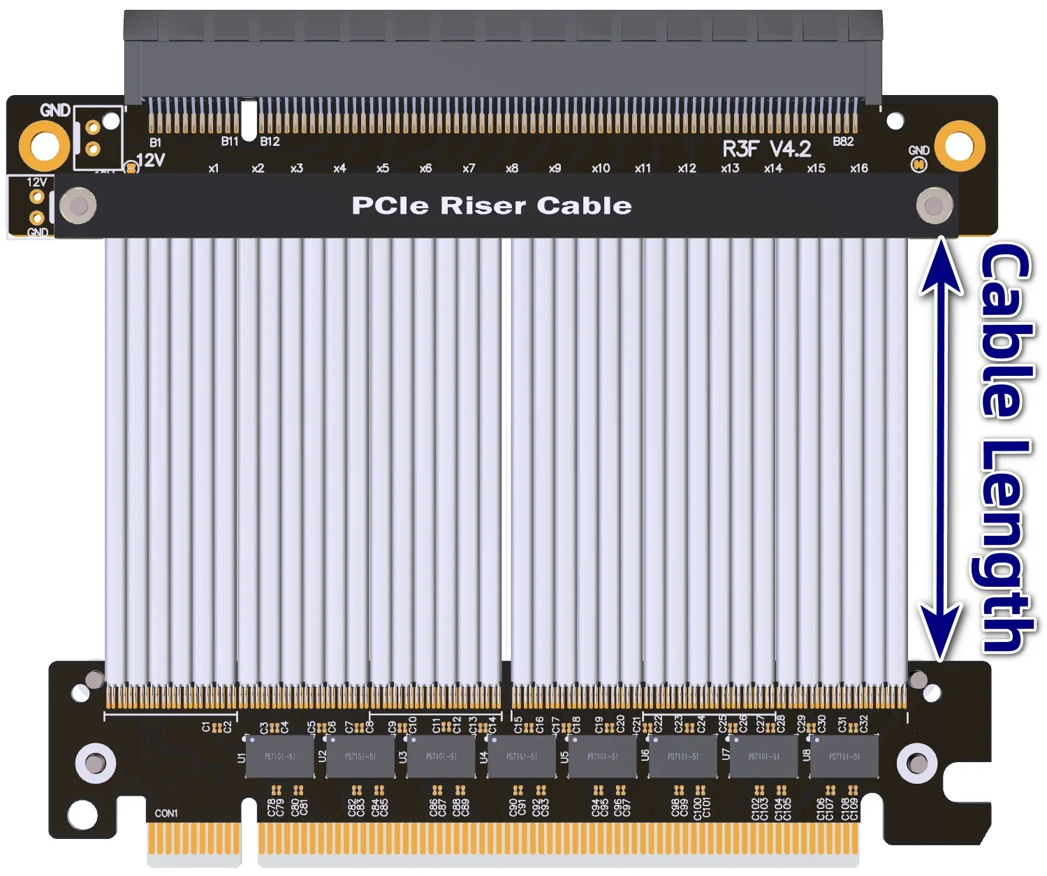 Cabo de extensão para placa gráfica ADT PCIE 4.0x16, ATX, 90 ° de alta velocidade, cabo softbar para caixa de computador