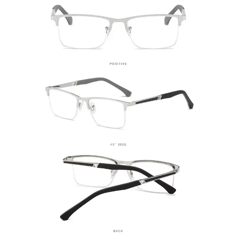 Men's Half-frame Business Reading Glasses Anti-blue Light Anti-fatigue Metal Frame Presbyopia Glasses +1.0 To +4.0 image 6