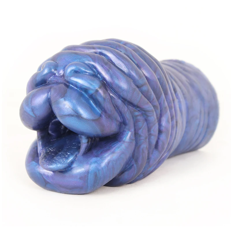 16*8.7cm Purple Shar-Pei Oral Mouth Masturbation Cup Vagina Pocket Pussy Male Masturbator Sex Toys for Men Penis Penetration