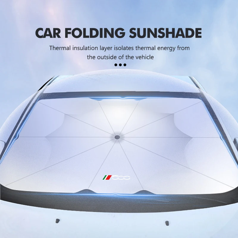 Parasol para Parabrisas de Coche Fiat, Bloqueador de Rayos UV, Accesorios Tipo Paraguas, Abarth 500, Tipo FR, Punto, Tipo Panda, Bravo