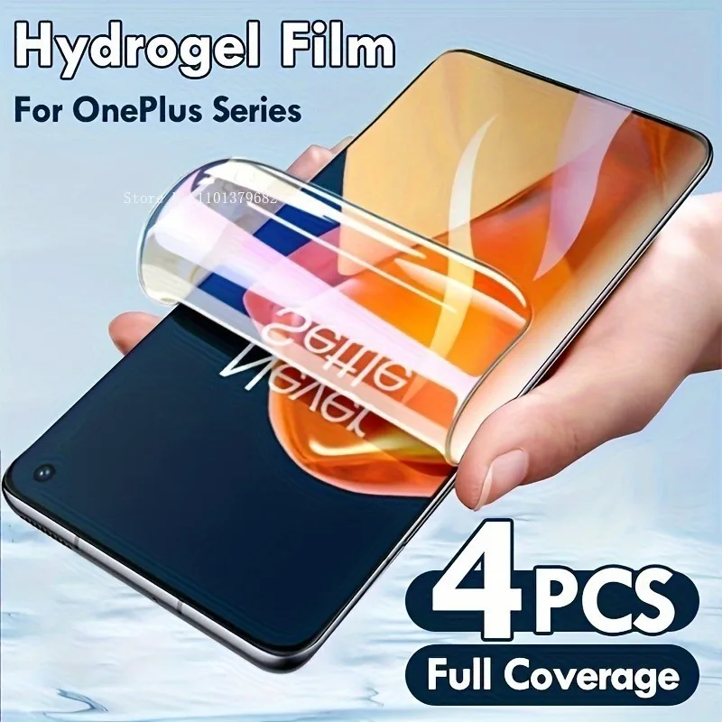 4Packs TPU Hydrogel Screen Protector for OnePlus 13 12 11 R 10 9 8 7 Pro Ultra-Thin Fingerprint Unlock Support Scratch Resistant
