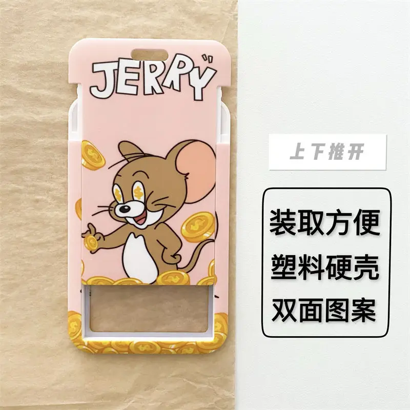 Tom y Jerry periféricos de personajes de anime figuras de dibujos animados lindos juegos de tarjetas de estudiante modelos creativos Kawaii protectores de identificación al por mayor