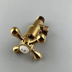 1Pcs Polished Gold Color Brass Cross Handles Bathroom Angle Stop Valve 1/2