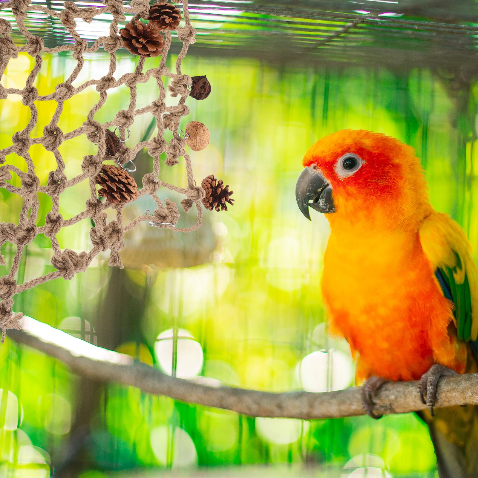 

Parrot Climbing Net Woven Hemp Rope Toy Suitable Lovebird Finch Cockatiel Bird Perch Hammock Chewing Pecking Climb Durable